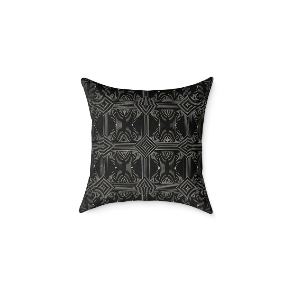 Geometric Black Tile Pattern Square Poly Canvas Pillow | Modern Decorative Throw