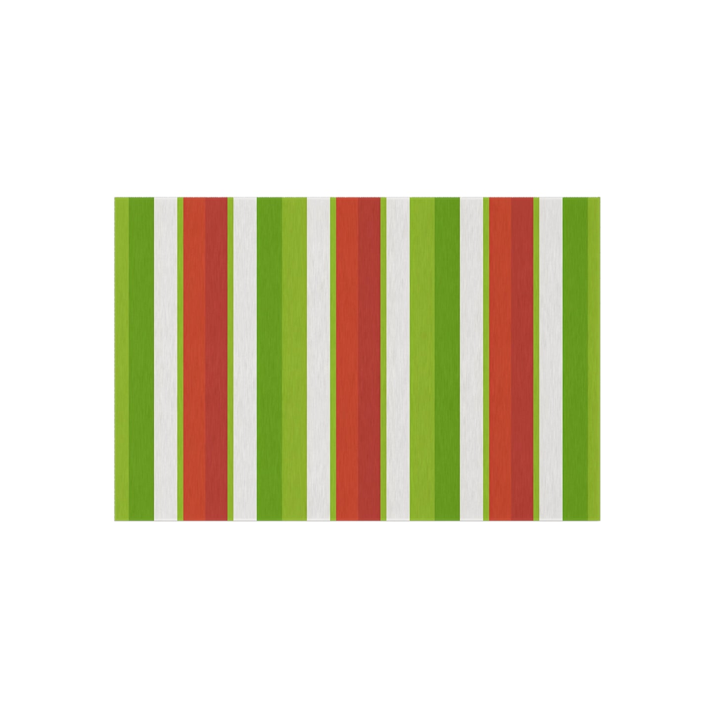 Green Orange Red White Stripe Outdoor/Indoor Rug | Patio Mat, Weatherproof Porch Rug