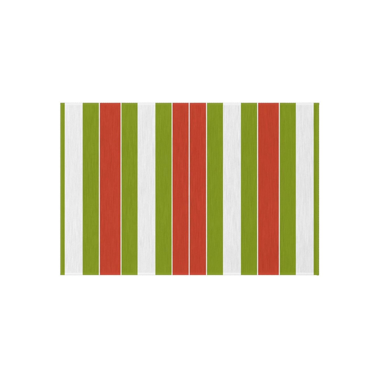 Green Red White Striped Outdoor/Indoor Rug | Patio Door Mat