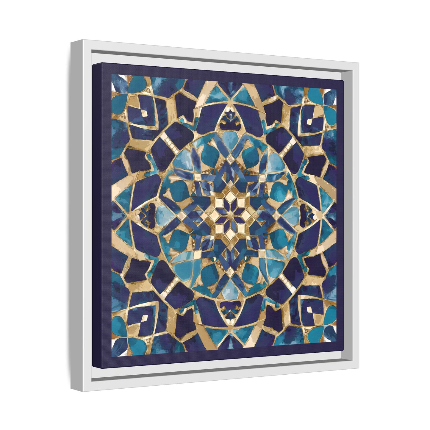 Framed Blue Moroccan Mosaic Wall Art — Matte Canvas Print