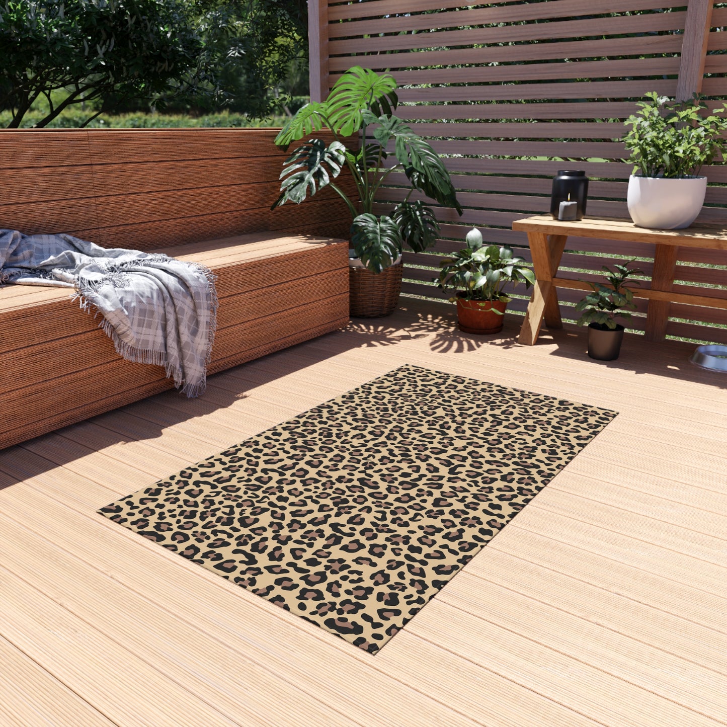 Chic Outdoor Rug - Leopard Print, Patio Decor, Garden Accessories, Porch Mat, Animal Print Rug, Boho Style Outdoor Area