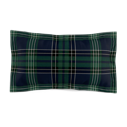 Navy Green Tartan Plaid Pillow Sham | Microfiber Pillow Sham