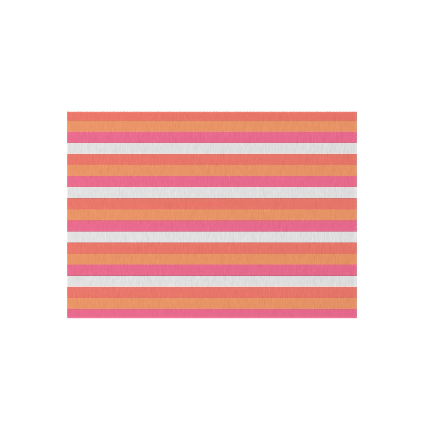 Coral Pink Striped Outdoor Rug | Patio Mat, Water-Resistant