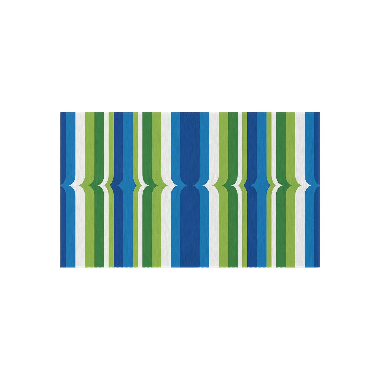 Blue Green Striped Pattern Outdoor/Indoor Rug | Patio Deck Mat