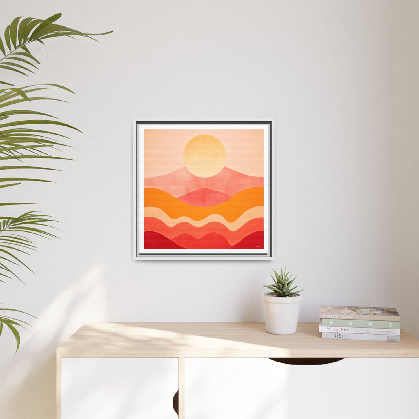 Sunset Mountain Matte Canvas Art Print, Framed Wall Decor, Boho Home Decoration, Gift for Nature Lovers, Colorful Landscape - LOLA VEGAS ART