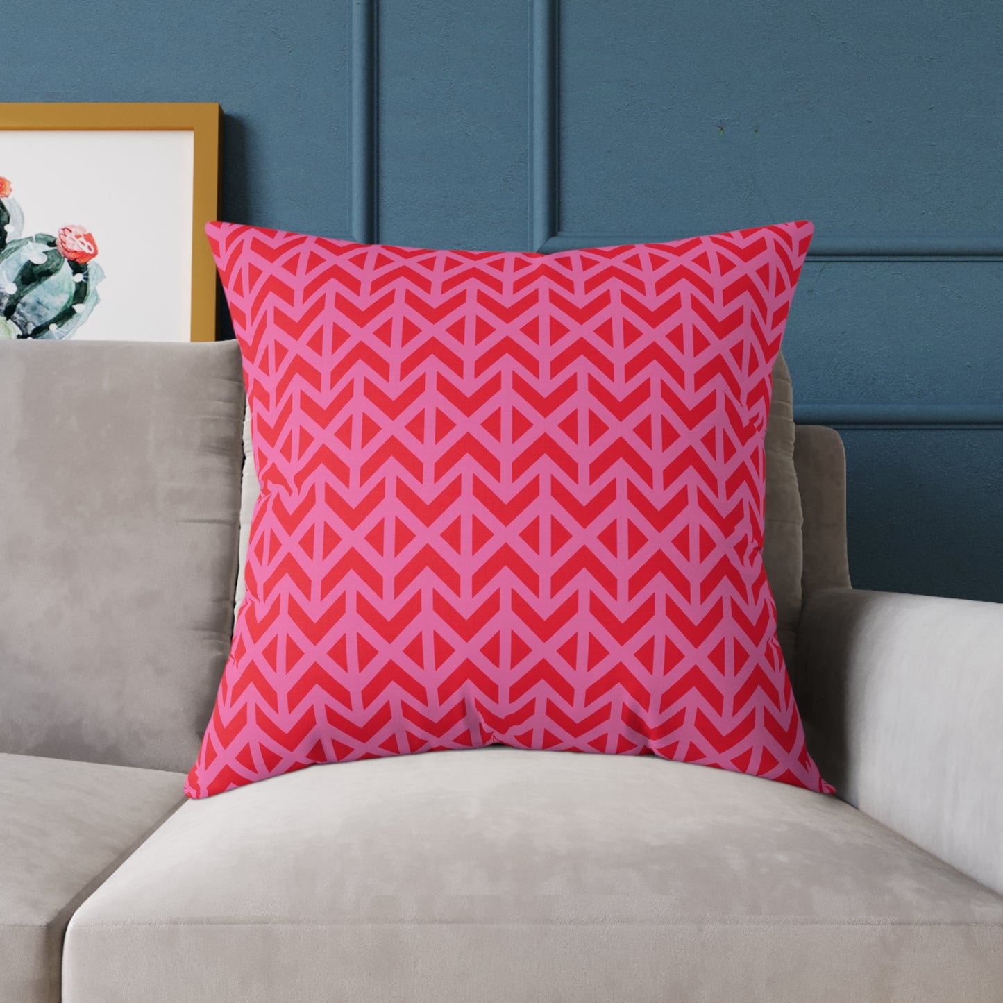 Pink Red Chevron Pattern Square Pillow | Geometric Throw Pillow