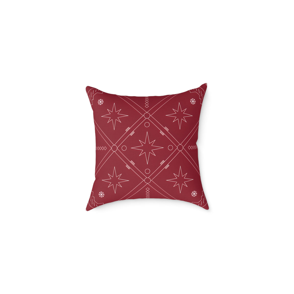 Starburst Geometric Pattern Pillow | Square Poly Canvas Christmas Holiday Pillow