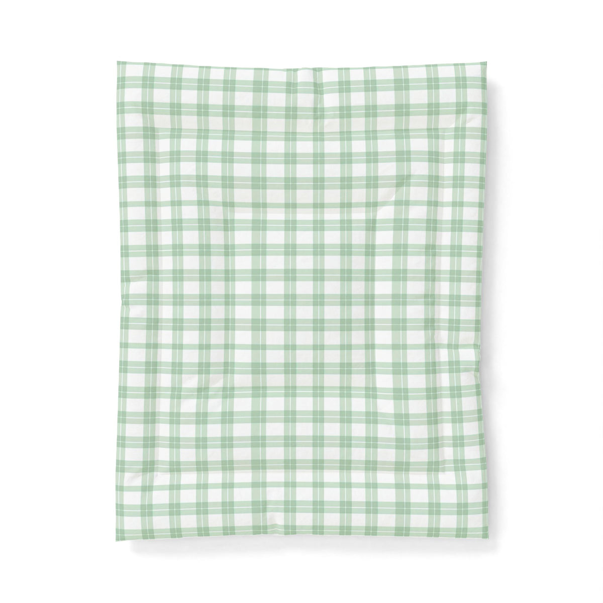 Green White Plaid Cotton Comforter | Pastel Check Bedding