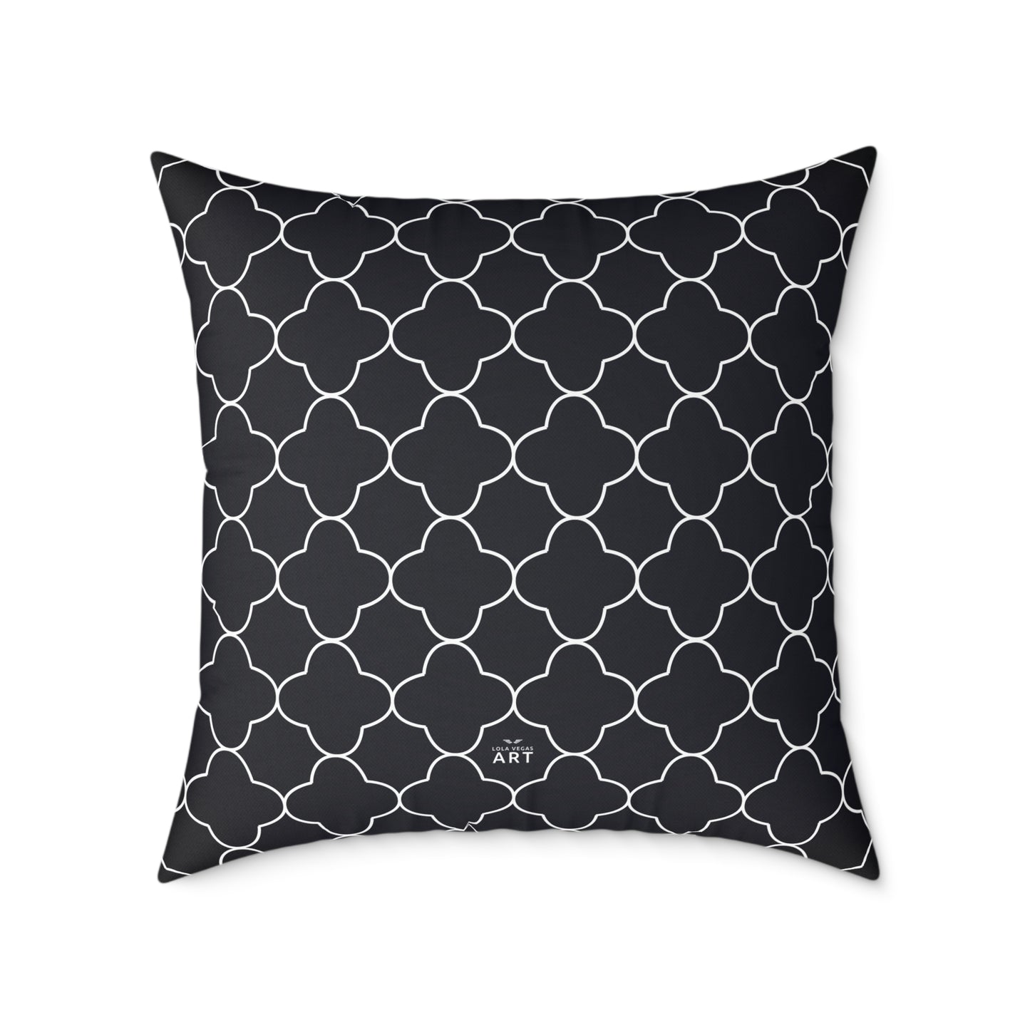 Black and White Moroccan Trellis Pattern Square Pillow | Geometric Throw Pillow