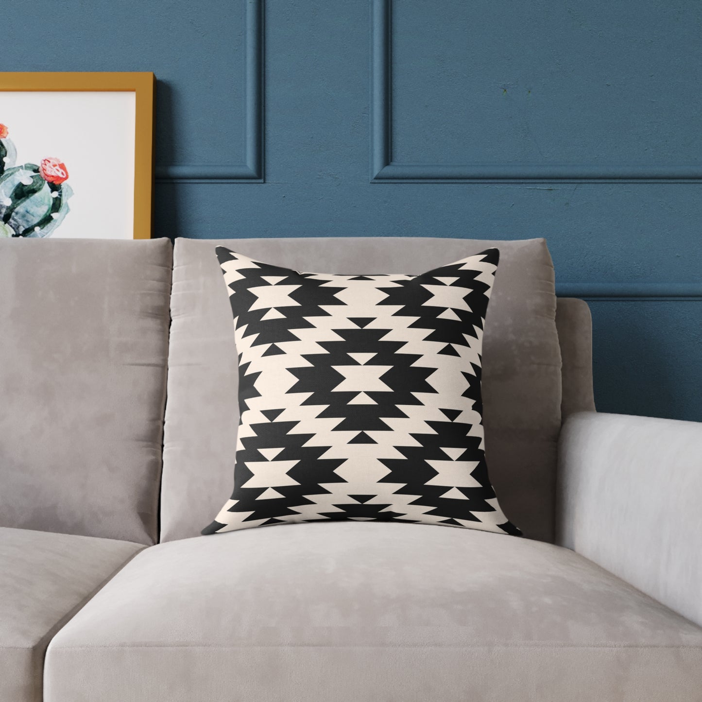 Southwestern Aztec Pattern Pillow | Black and Cream Geometric Throw