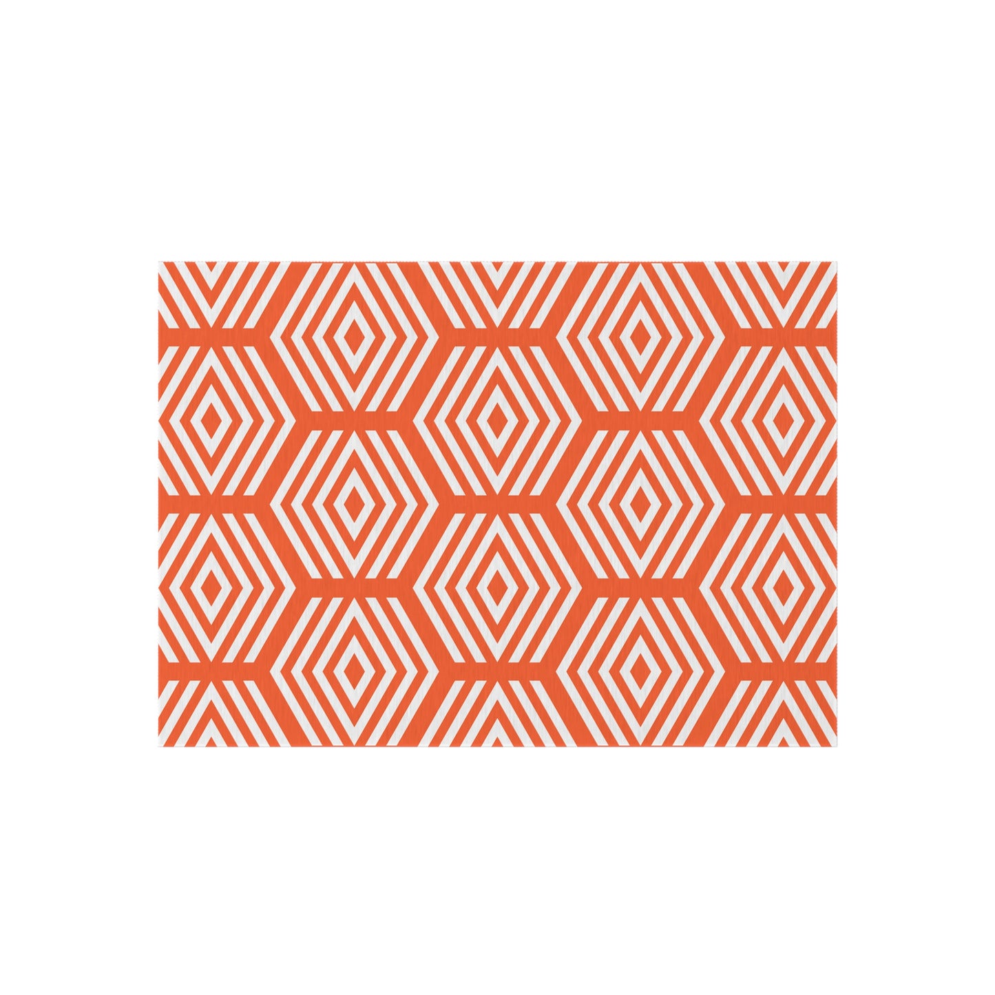 Geometric Hexagon Pattern Outdoor/Indoor Rug | Orange White Diamond Patio Mat