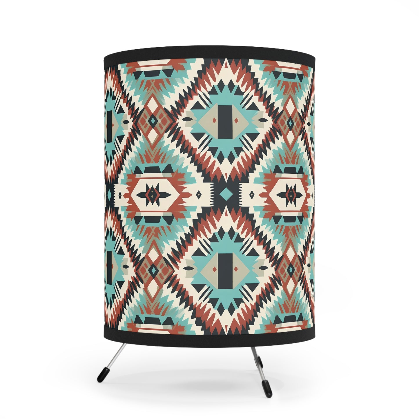 Bohemian Tripod Lamp - Colorful Geometric Shade for Cozy Living Room, Bedroom Decor, Tribal Style Lighting, Unique Gift Idea, Home