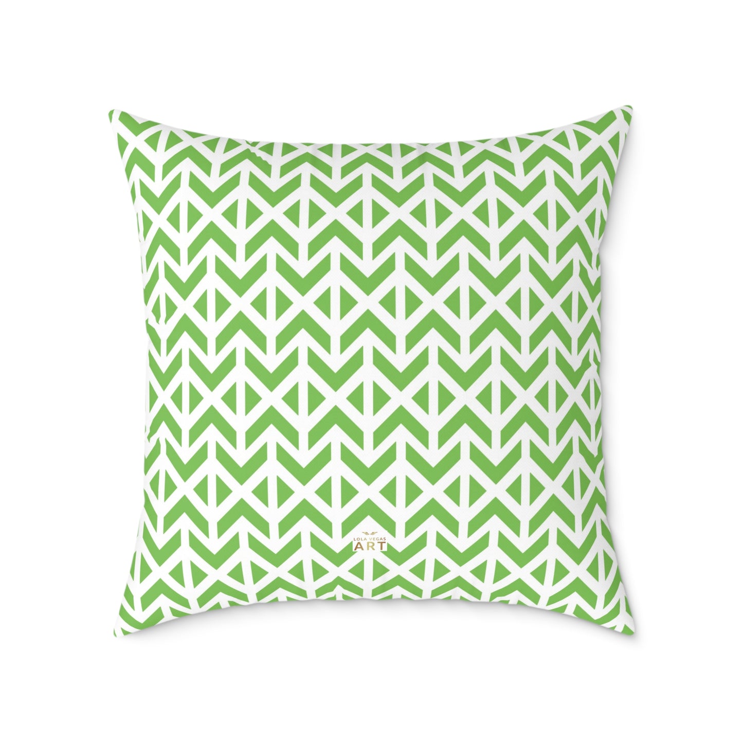 Green Geometric Arrow Pattern Pillow | Square Poly Canvas Pillow
