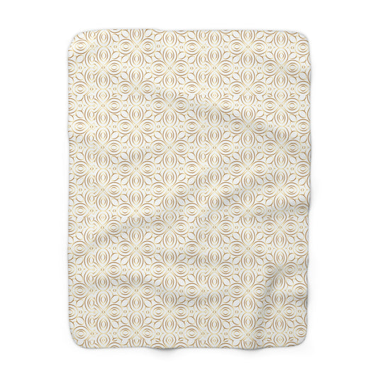 Gold Geometric Circles Sherpa Blanket | Cozy Fleece Throw