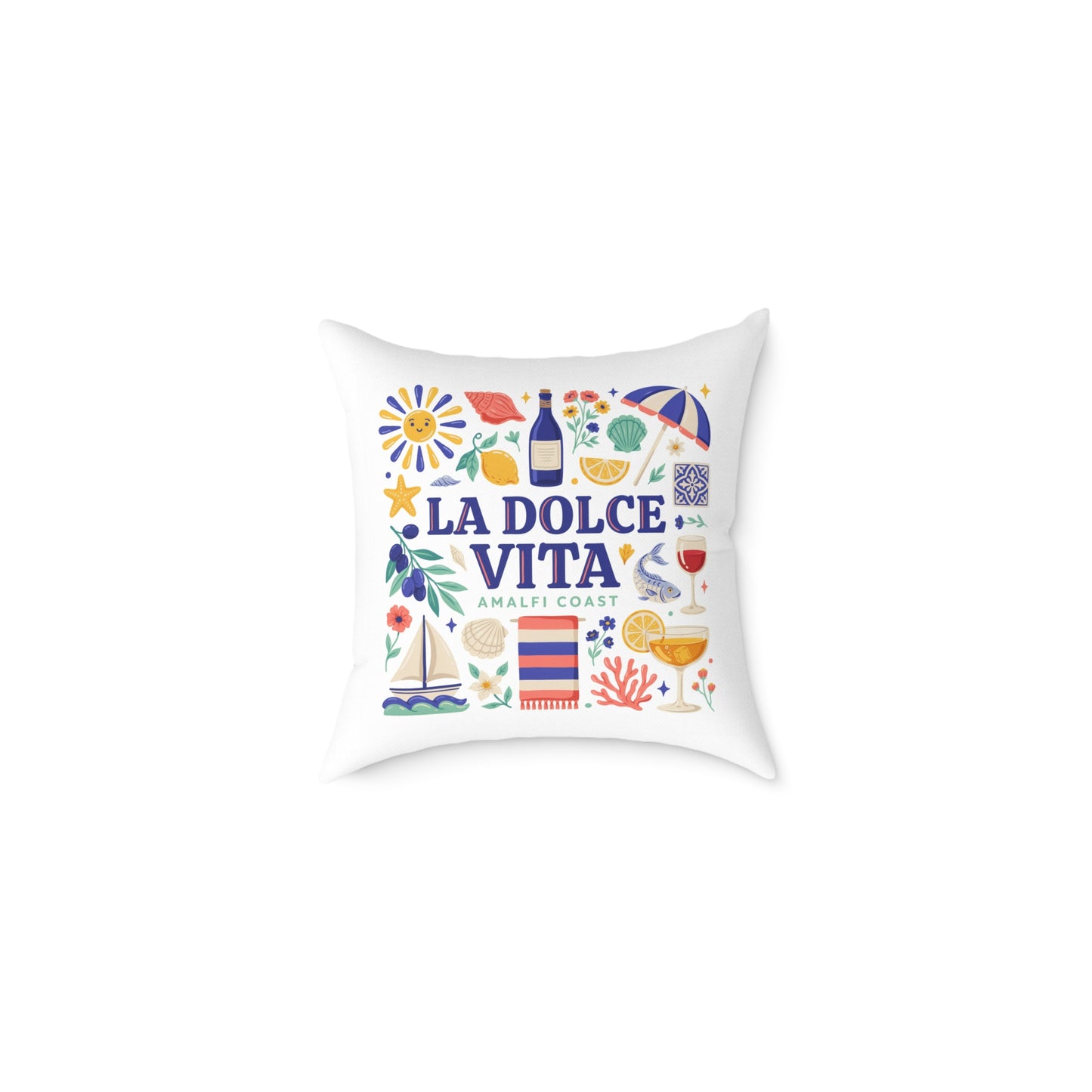 La Dolce Vita Amalfi Coast Square Pillow | Italian Summer Coastal Decor