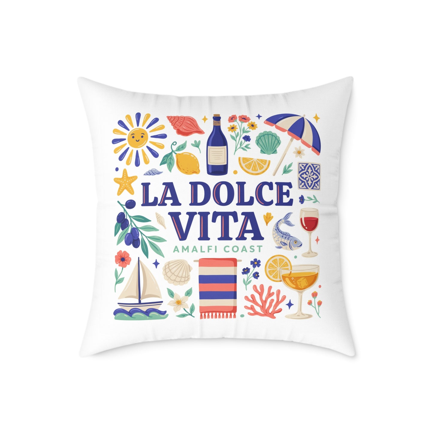 La Dolce Vita Amalfi Coast Square Pillow | Italian Summer Coastal Decor