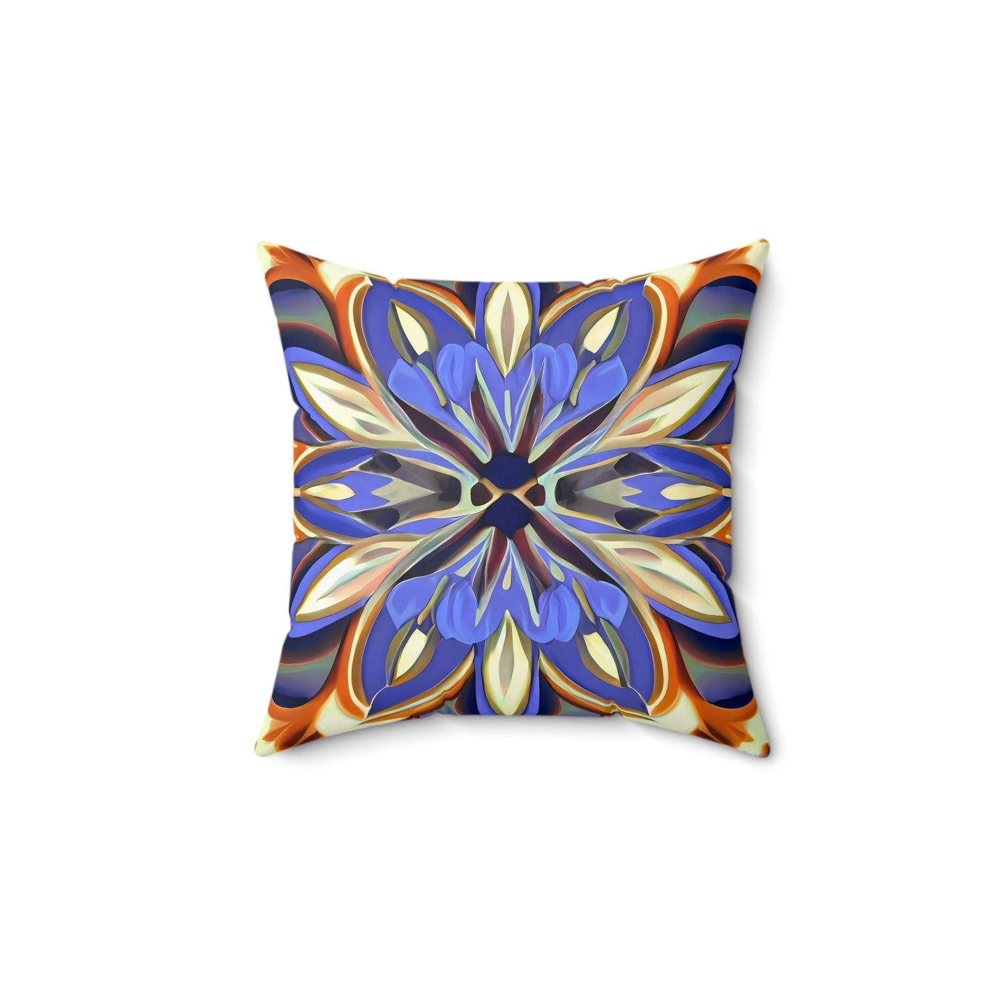 Boho Flower Square Pillow, Iris Purple Brown Cream, Unique Home Decor, Spun Polyester Cushion, Floral Accent Pillow, Floral Home Decor