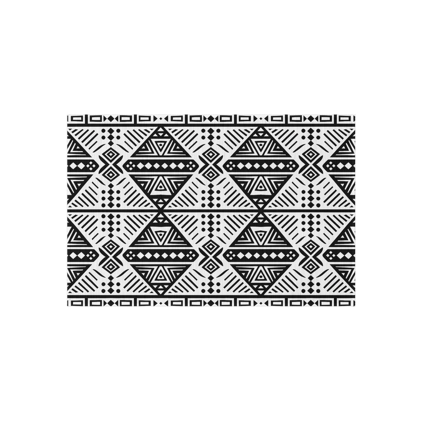 Black and White Tribal Stylish Outdoor Rug, Chic Patio Mat, Boho Floor Decor, Modern Entryway Carpet, Weather-Resistant Area Rug