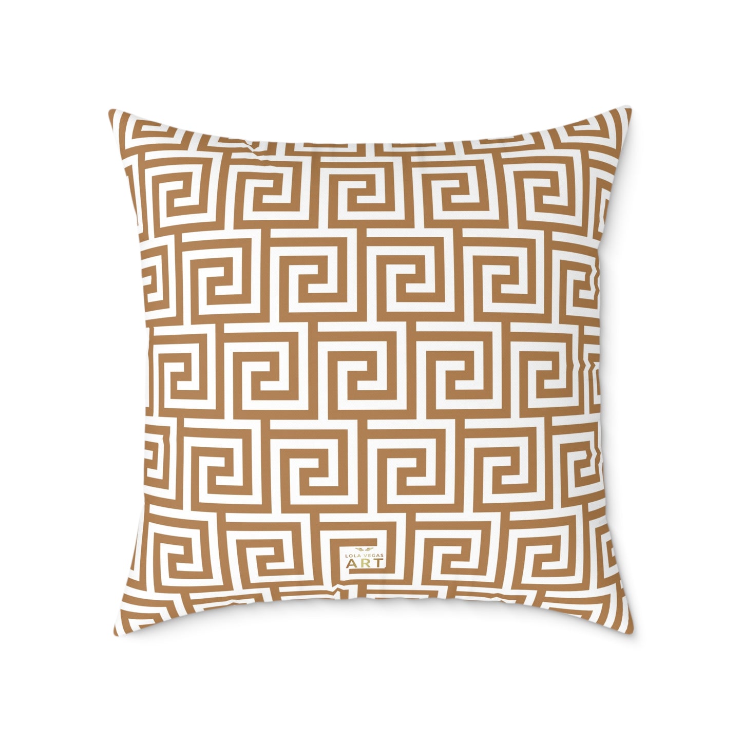 Greek Key Pattern Square Poly Canvas Pillow, Geometric Decorative Throw Pillow