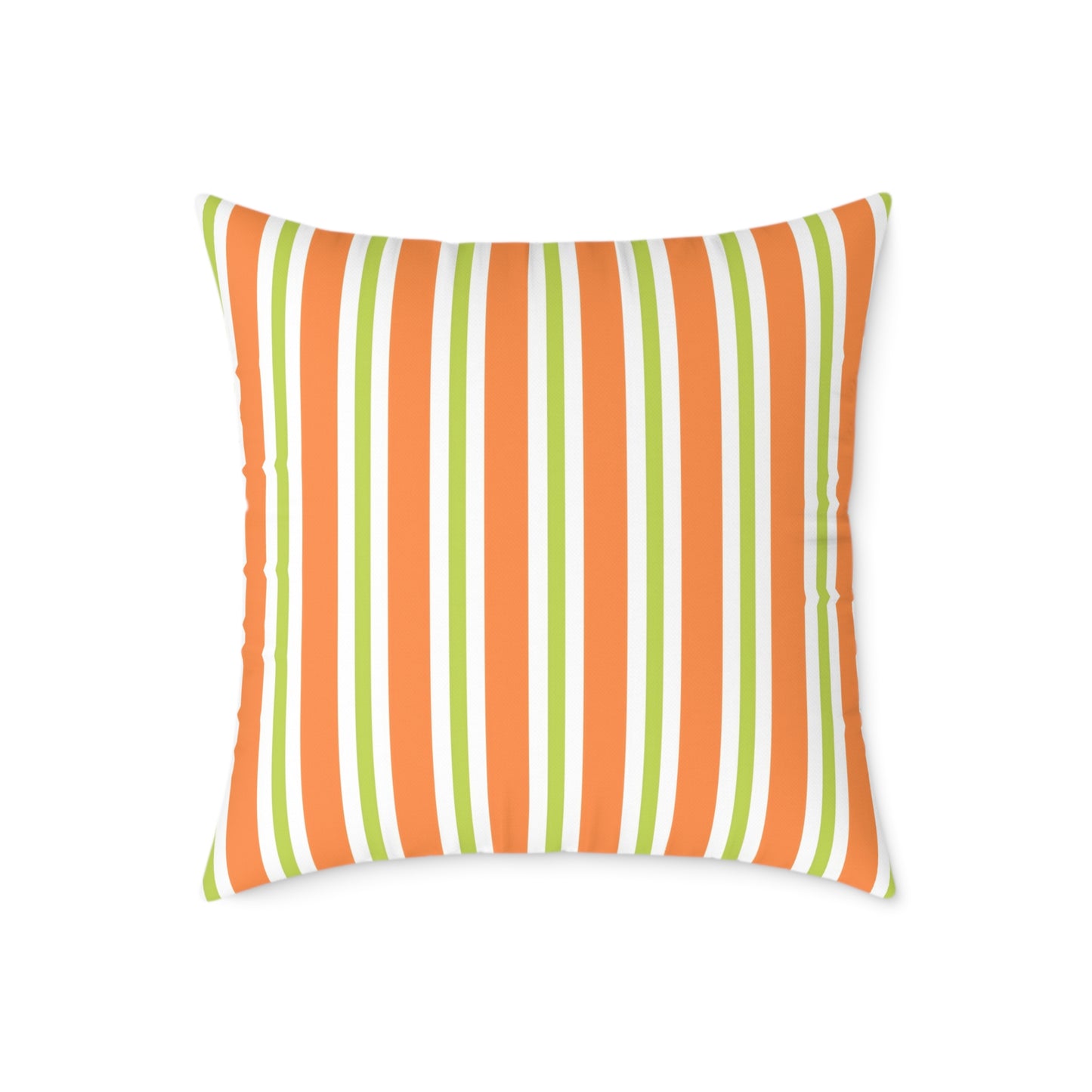 Orange Green Stripe Square Pillow | Striped Throw Pillow
