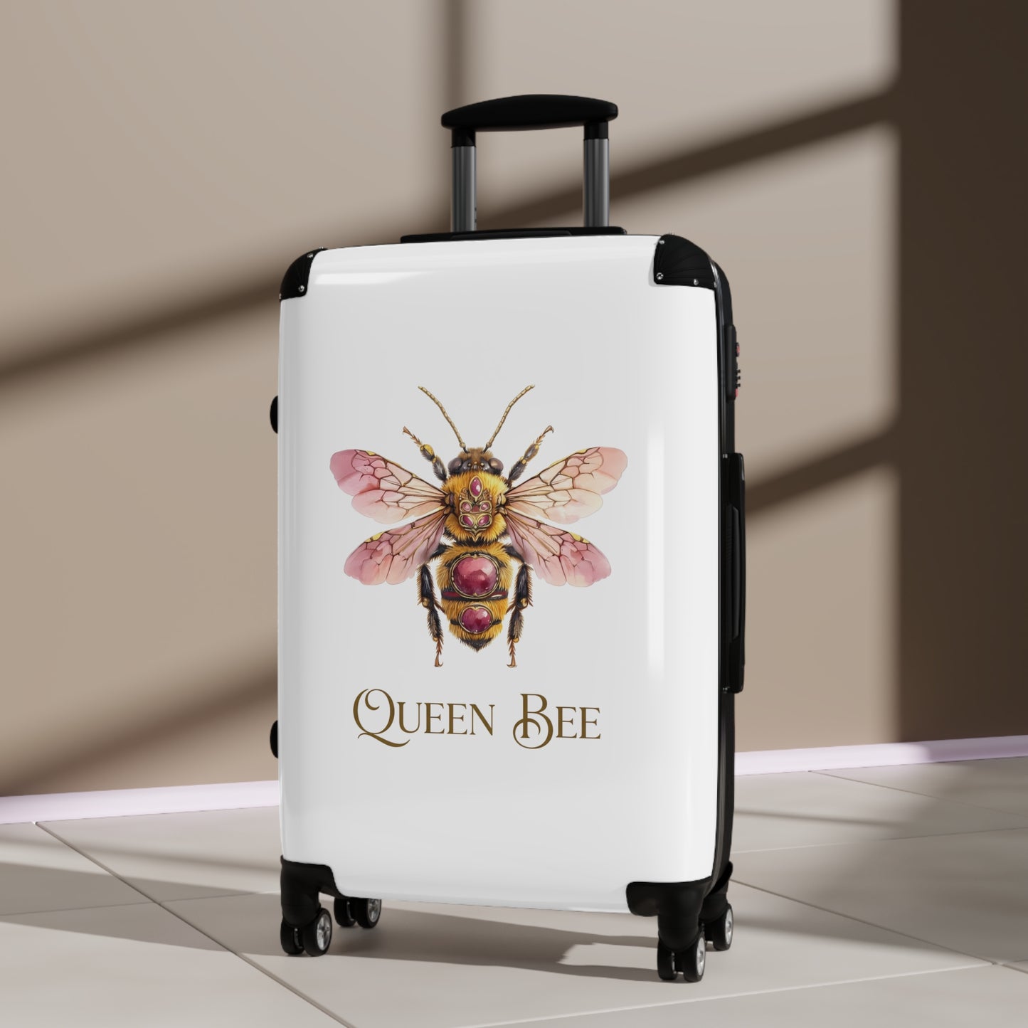 Queen Bee watercolor bee suitcase | luggage with floral bee artwork