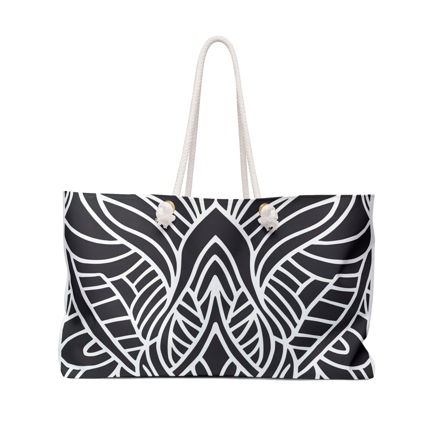 Canvas Weekender Bag - Black and White Tribal Design, Ethnic Travel Bag