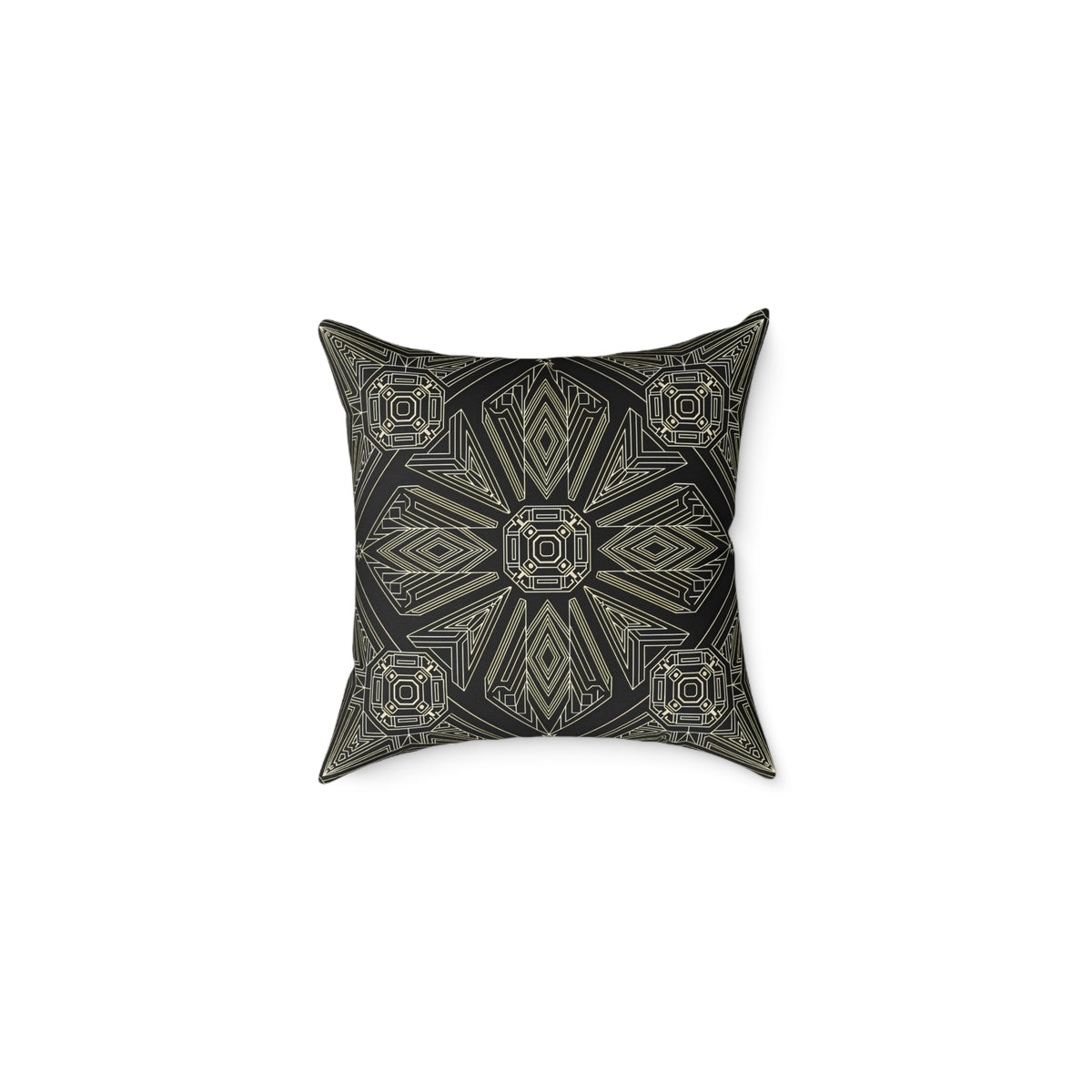 Geometric Mandala Pattern Pillow | Black Taupe Tribal Decorative Cushion
