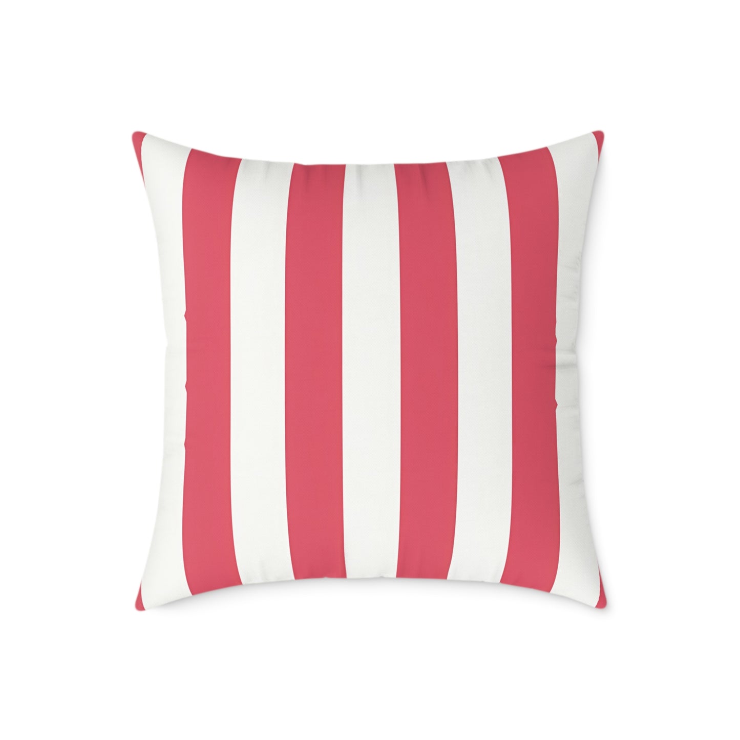 Red and White Vertical Stripes Pillow | Nautical Coastal Decorative Cushion