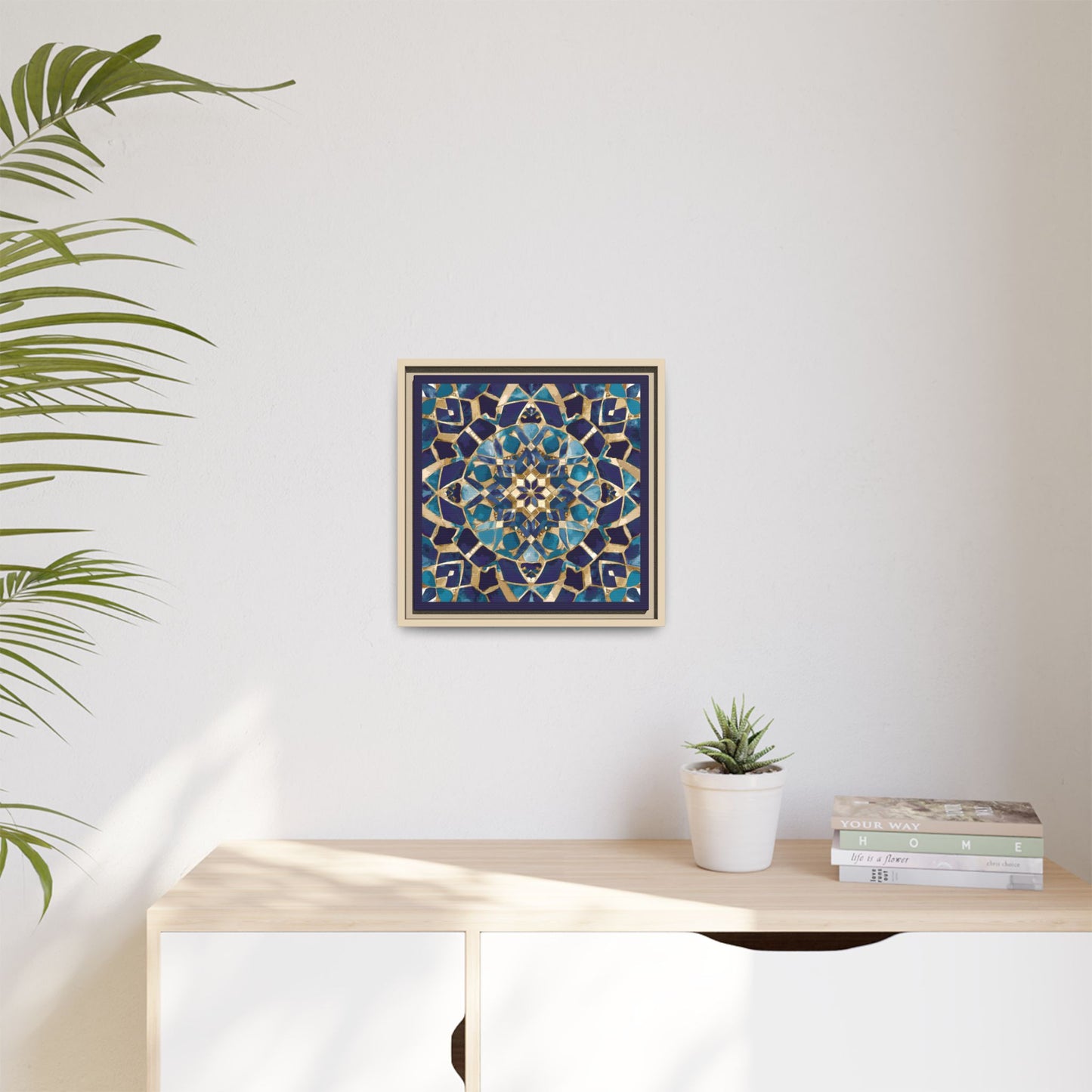 Framed Blue Moroccan Mosaic Wall Art — Matte Canvas Print