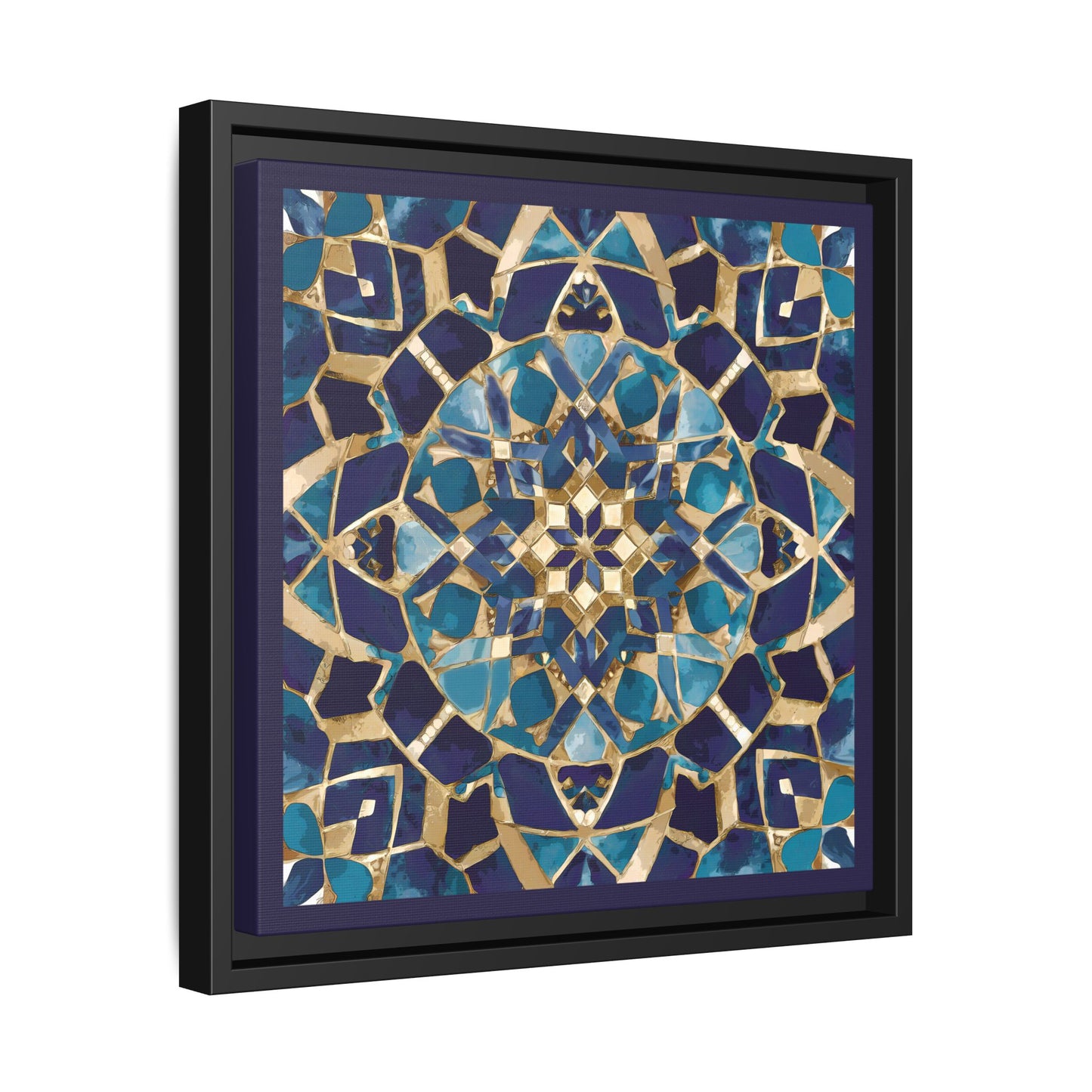 Framed Blue Moroccan Mosaic Wall Art — Matte Canvas Print