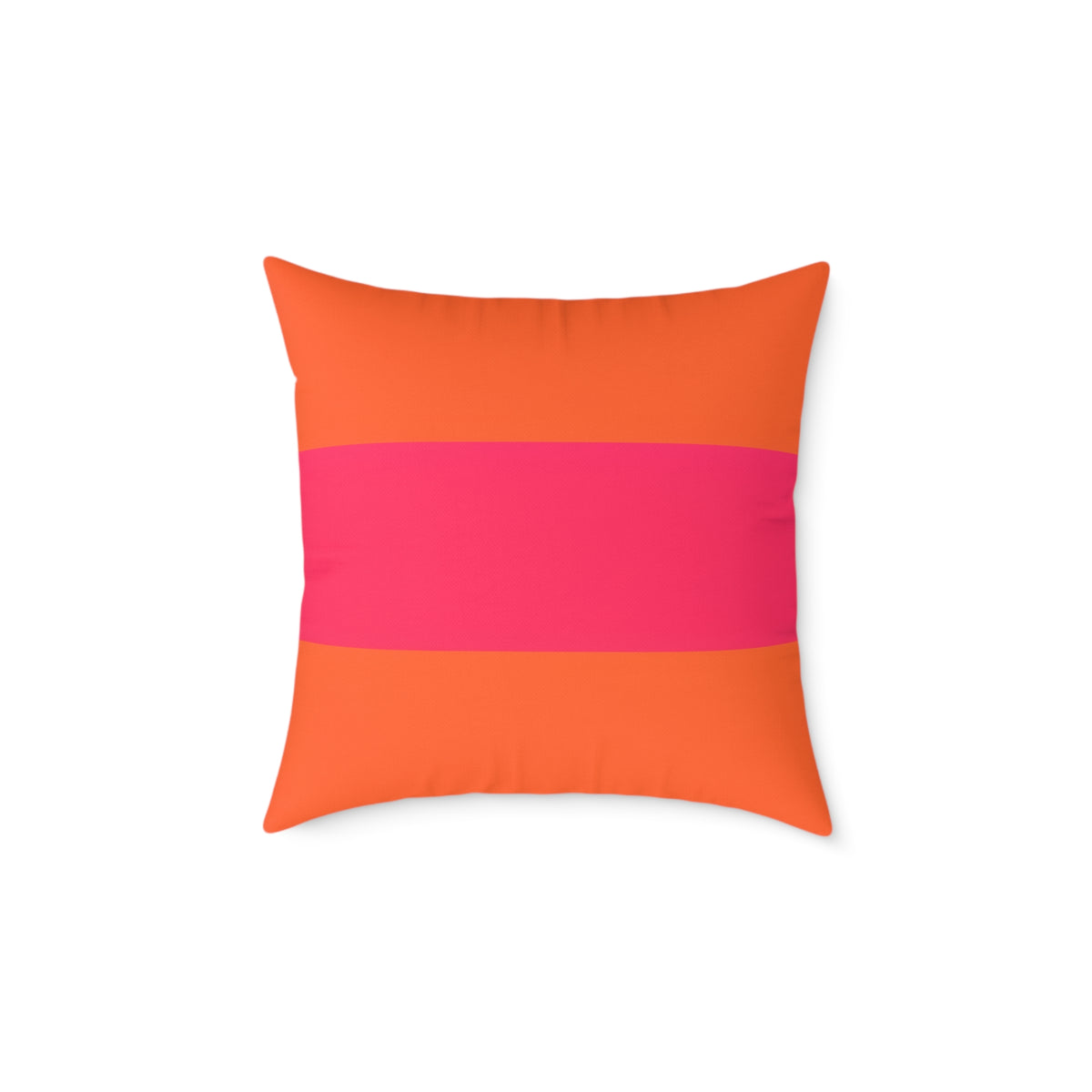 Bold Pink Stripe Square Pillow | Orange Background Poly Canvas