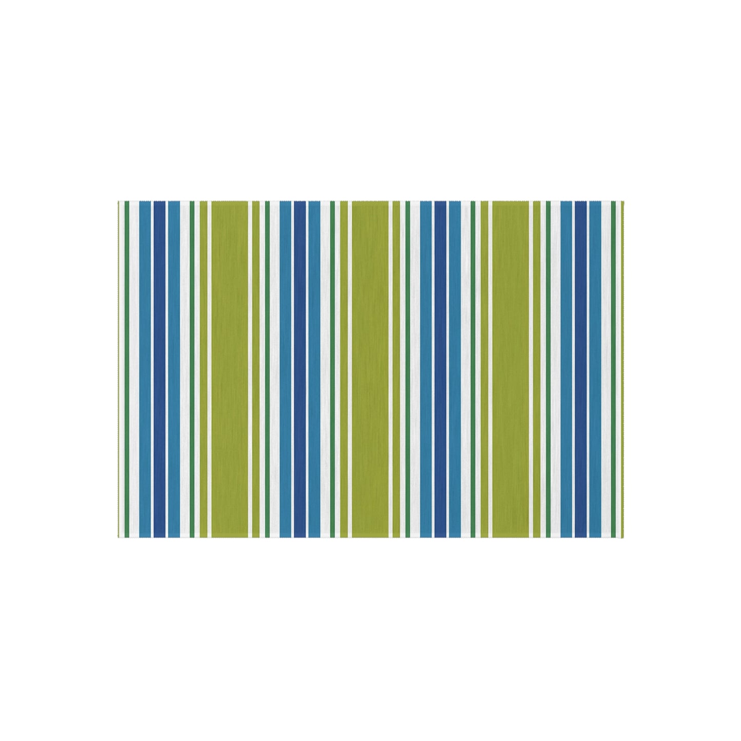 Blue Green White Striped Outdoor Rug | Outdoor Rug