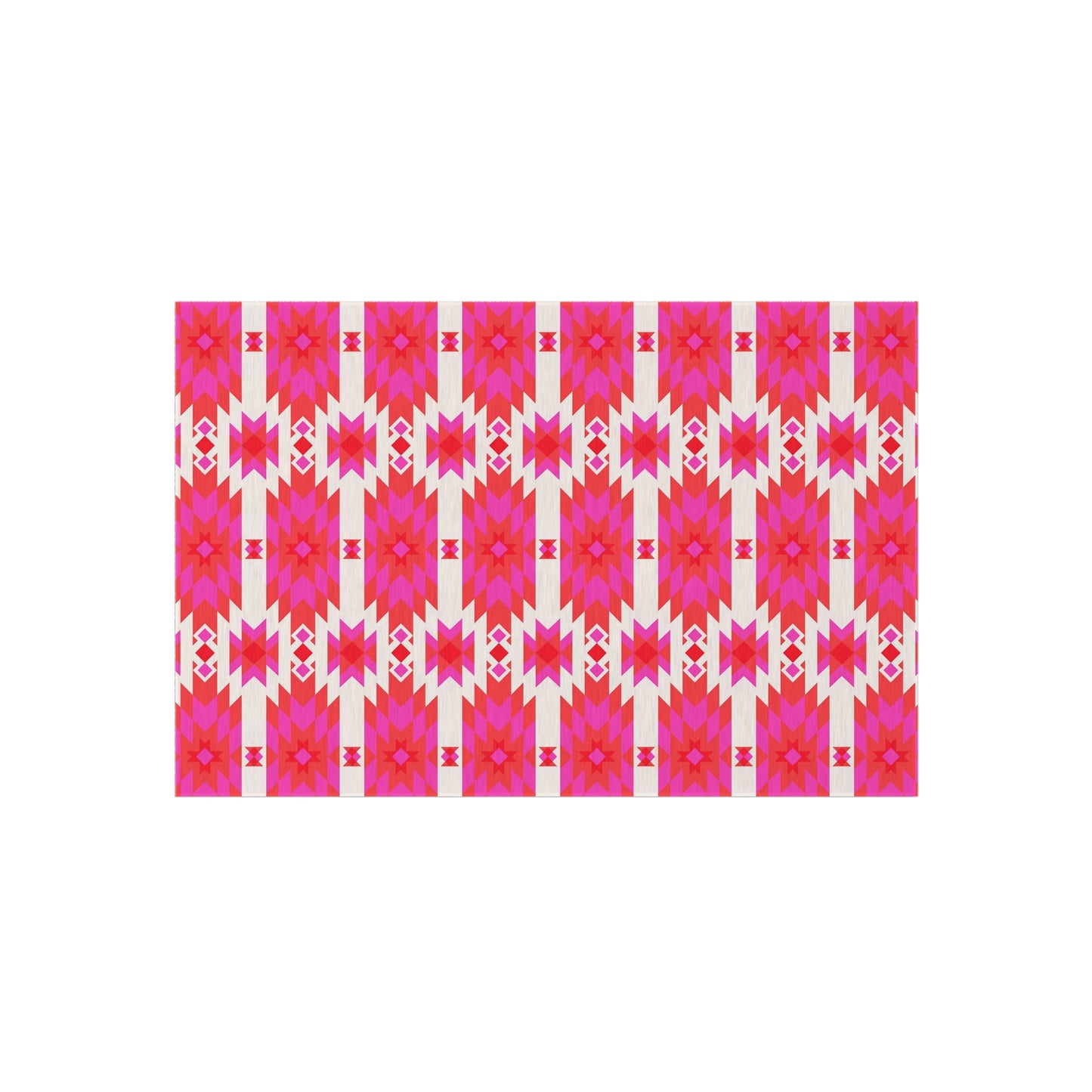 Pink Orange Aztec Geometric Pattern Outdoor/Indoor Rug | Southwestern Boho Patio Mat