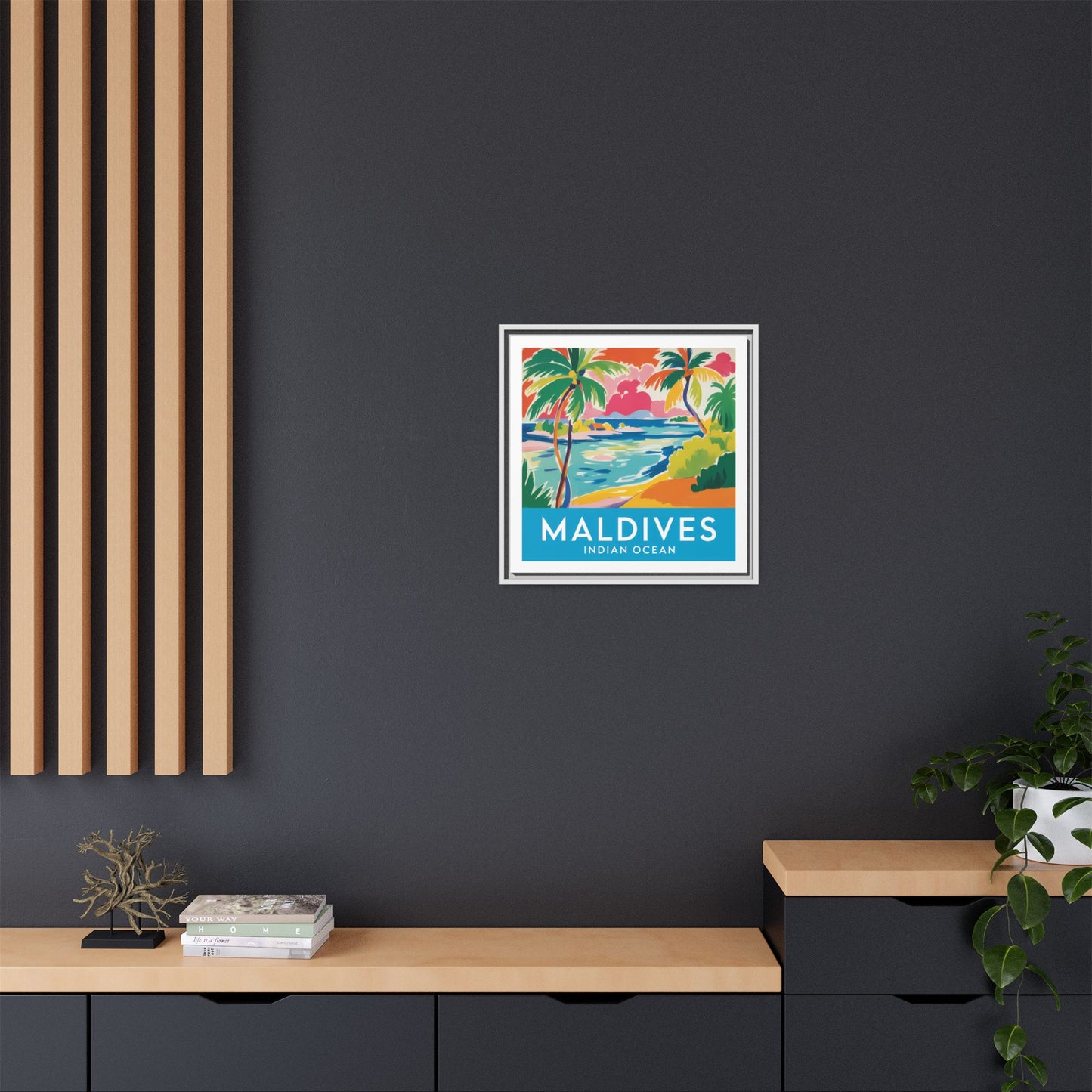 Maldives Beach Art Matte Canvas Framed | Tropical Island Wall Art
