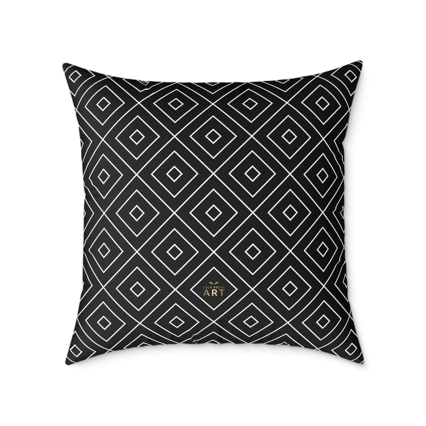 Geometric Diamond Pattern Square Poly Canvas Pillow | Black Grey Modern Throw Pillow