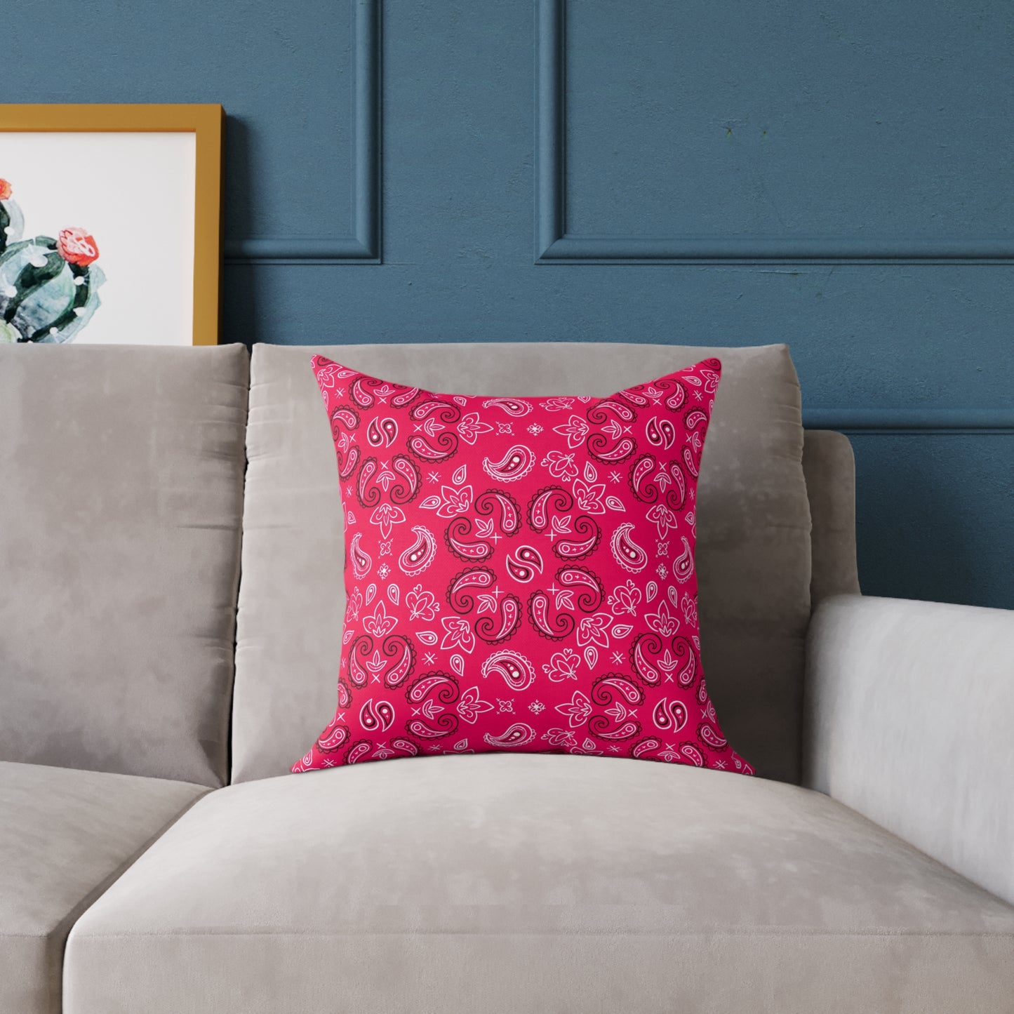 Red-Rose Paisley Pattern Pillow | Square Throw Pillow