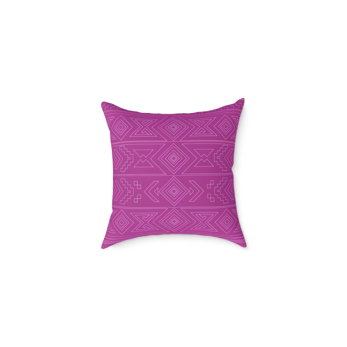 Geometric Aztec Pattern Square Poly Canvas Pillow | Magenta Tribal Throw Pillow