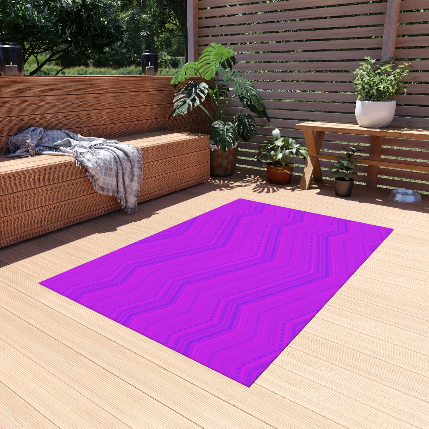Pink and Purple Chevron Zigzag Pattern Outdoor/Indoor Rug | Chevron Patio Mat