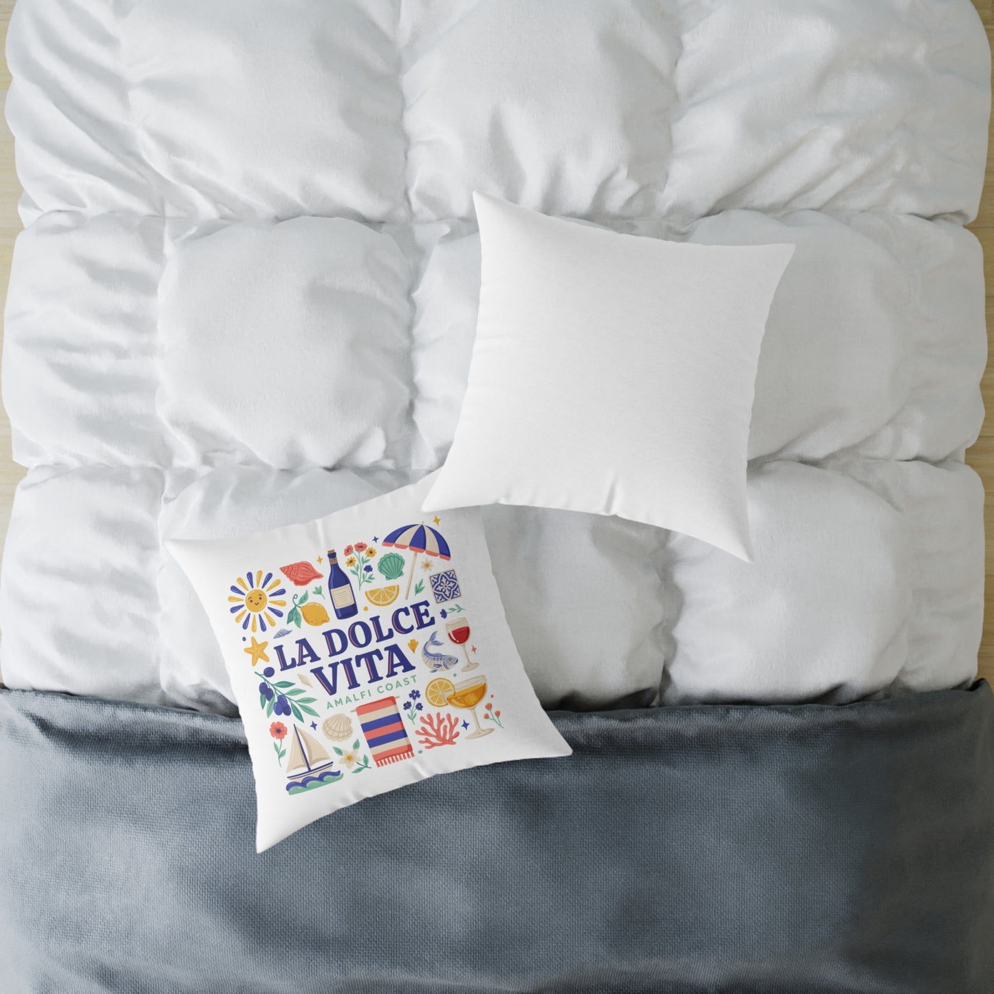 La Dolce Vita Amalfi Coast Square Pillow | Italian Summer Coastal Decor