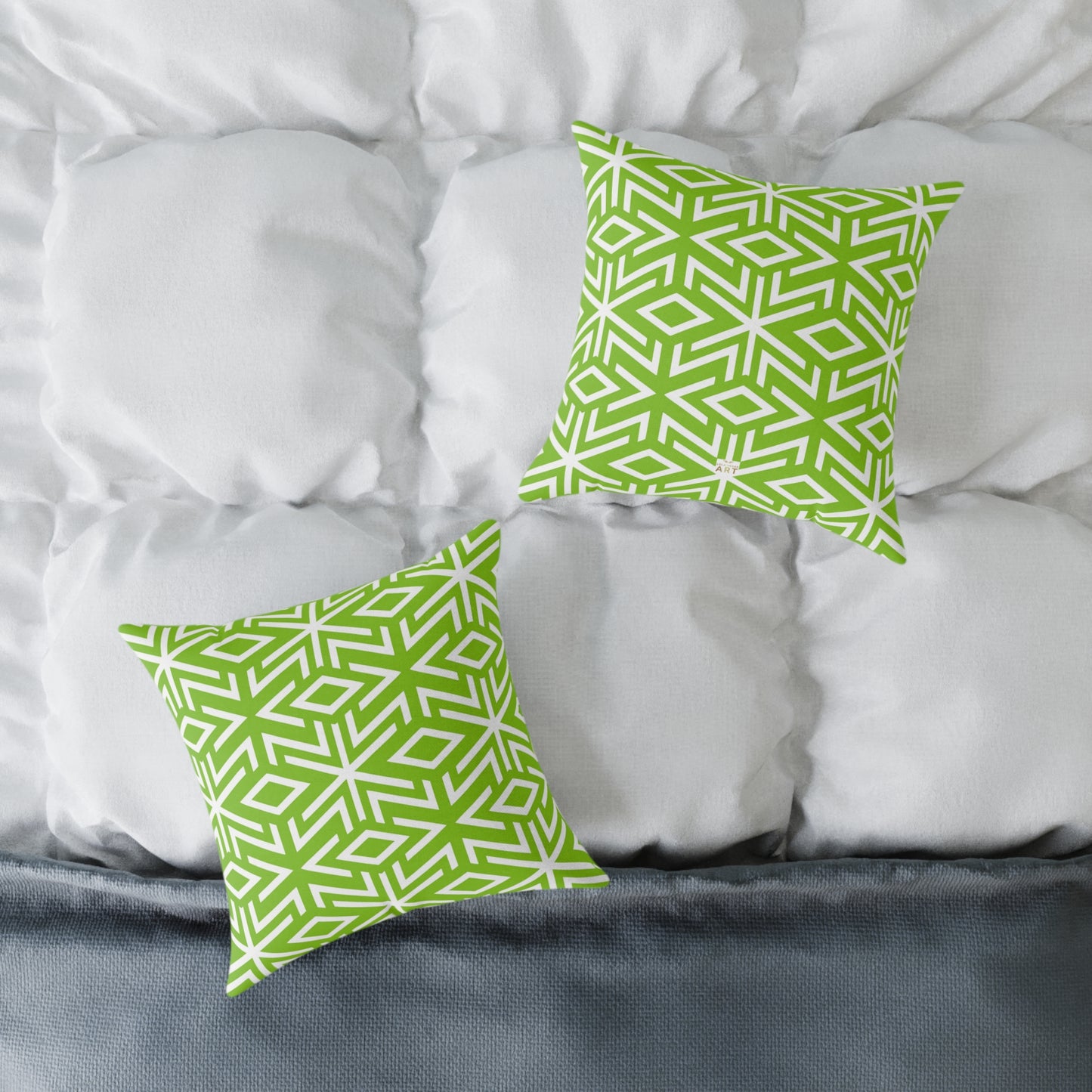 Green White Geometric Diamond Pattern Pillow | Square Throw Pillow,  Modern Home Decor, Couch Cushion, Gift for Homewarming, Stylish Accent Pillow