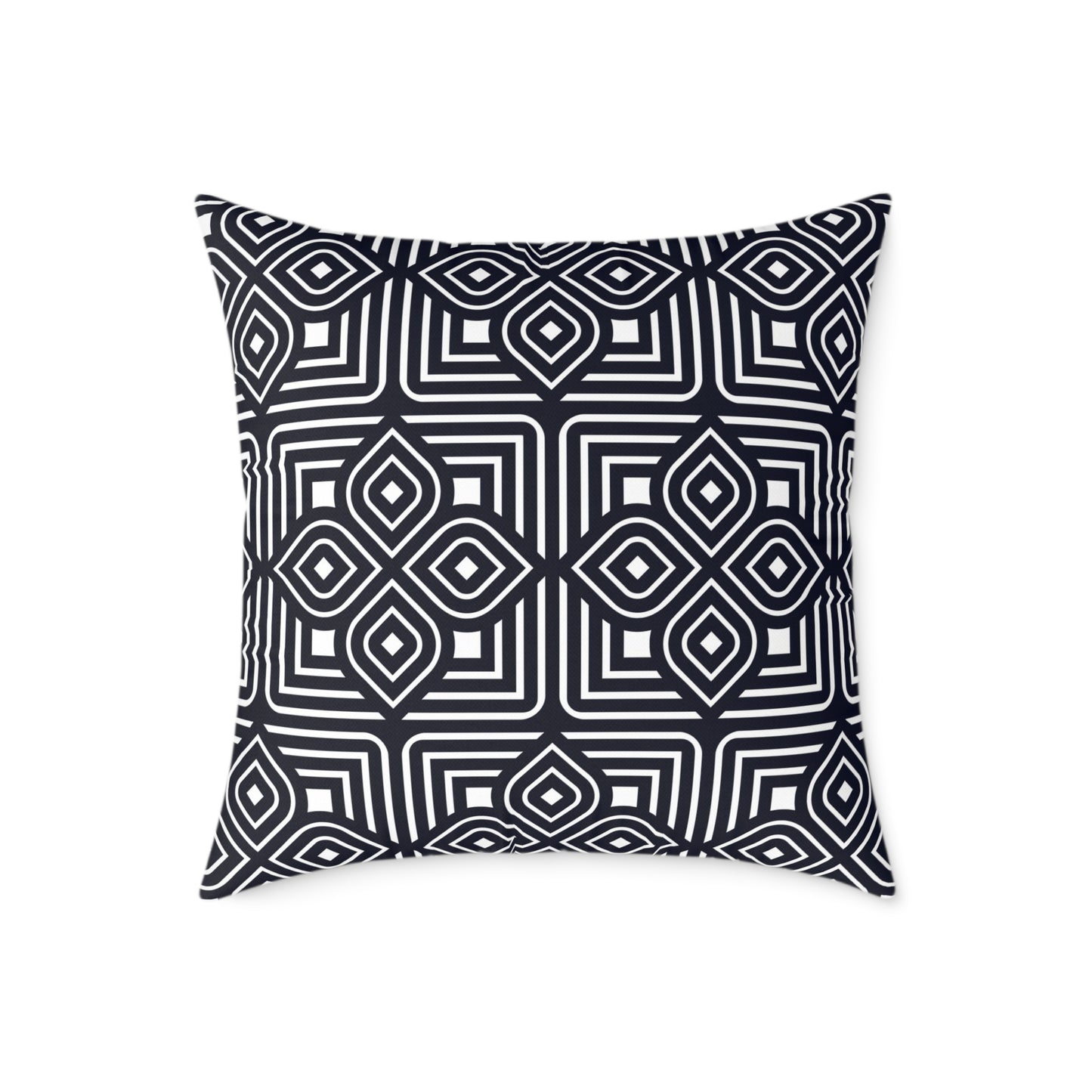 Geometric Moroccan Tile Square Pillow | Navy Canvas Throw Pillow