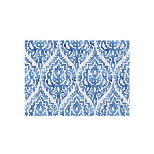 Outdoor/Indoor Rug in Elegant Blue Pattern, Patio Decor, Garden Style, Camping Accessory, Indoor/Outdoor Mat - LOLA VEGAS ART