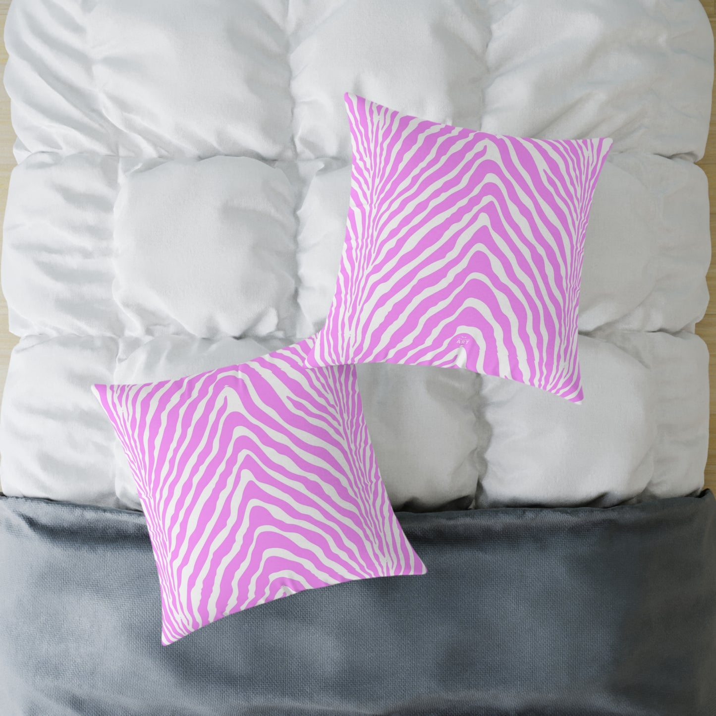 Pink White Zebra Stripe Square Pillow | Animal Print Home Decor