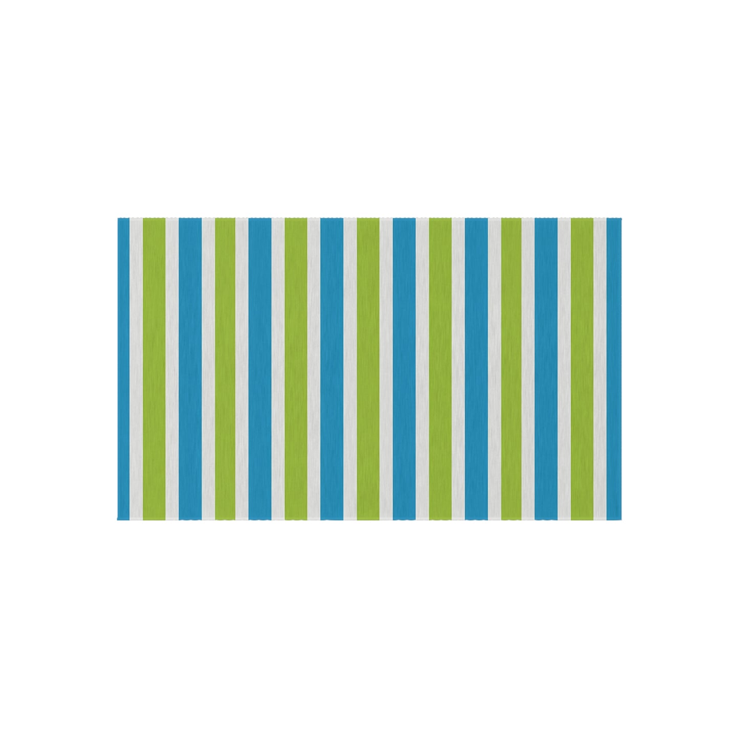 Blue Green Striped Outdoor/Indoor Rug | Patio Mat, Porch Deck Floor Covering
