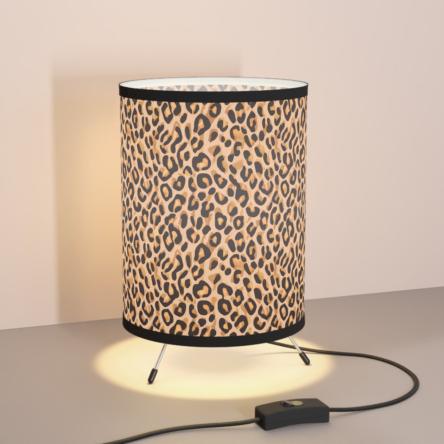 Table Lamp, Leopard Print Tripod Lamp for Retro Glamorous Hollywood Regency Home Decor, US\CA Plug