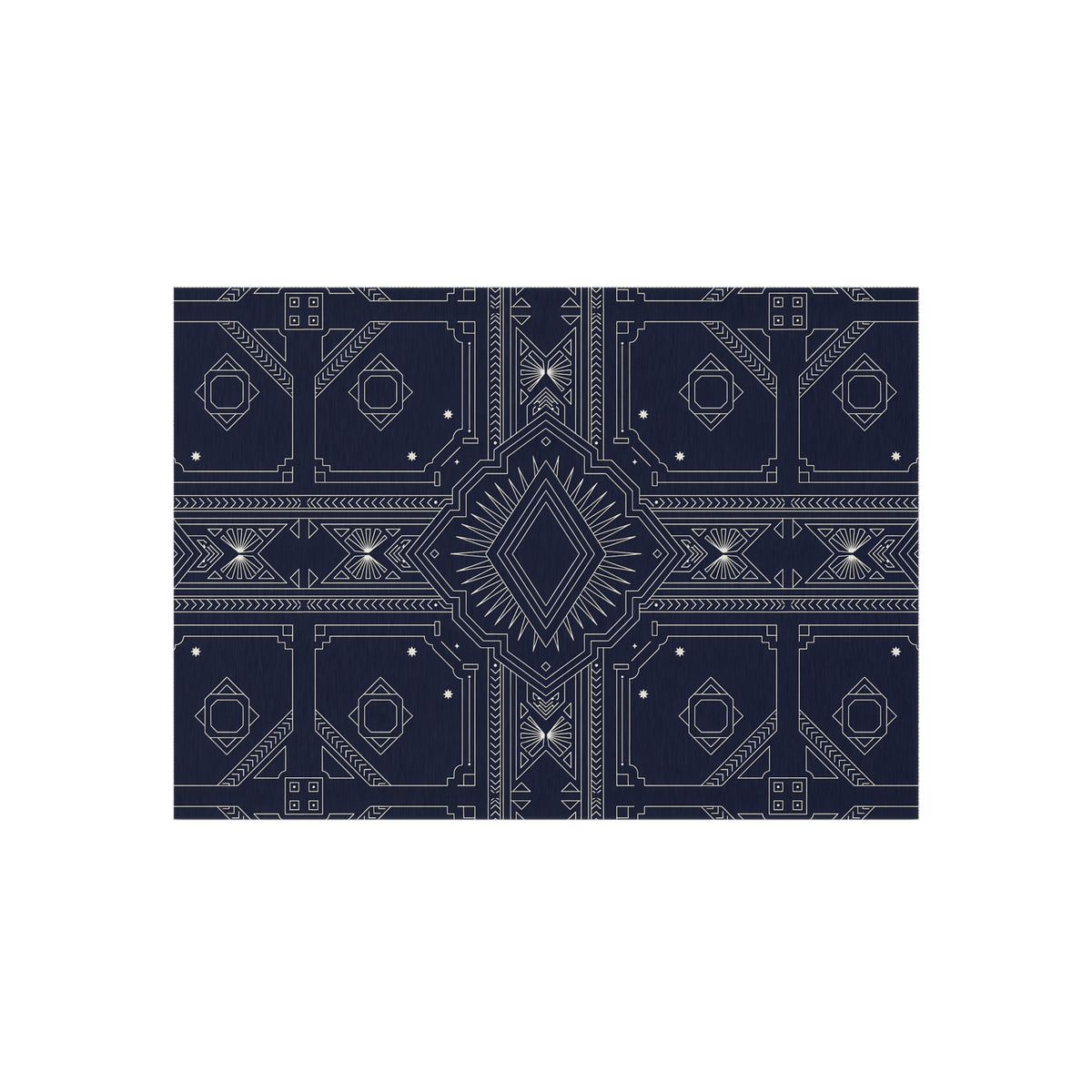 Geometric Aztec Pattern Outdoor Rug | Navy Diamond Porch Mat