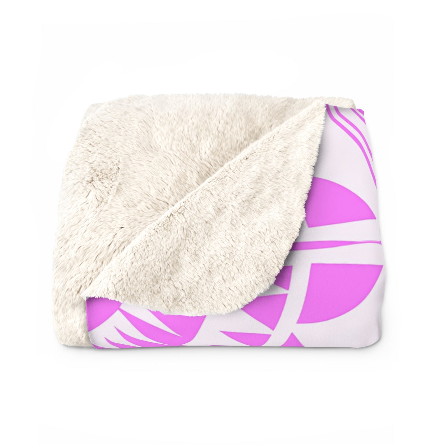 Pink White Mandala Pattern Sherpa Blanket Boho Geometric Throw