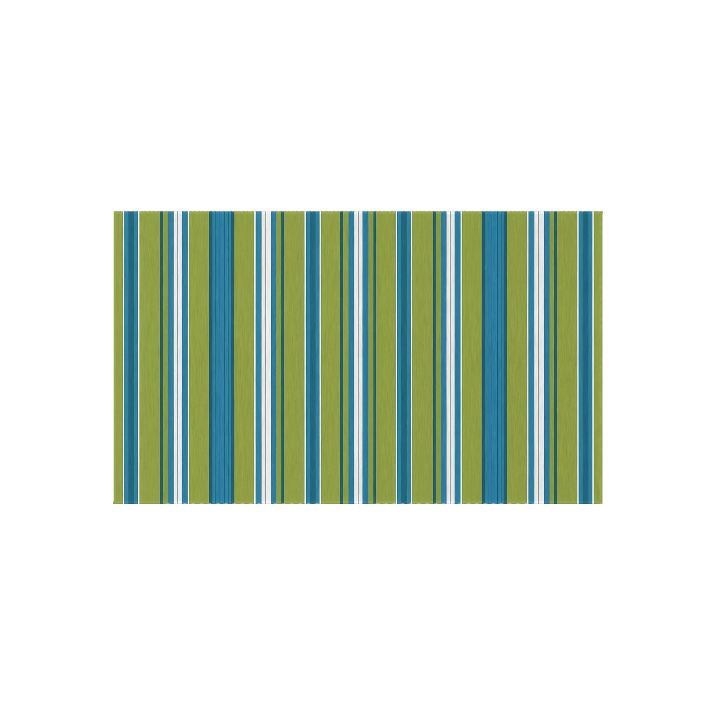 Blue Green White Stripe Outdoor/Indoor Rug | Patio Deck Mat