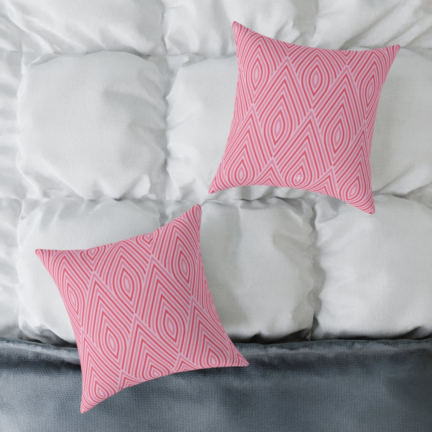 Pink Geometric Ikat Pattern Square Pillow | Decorative Throw Pillow