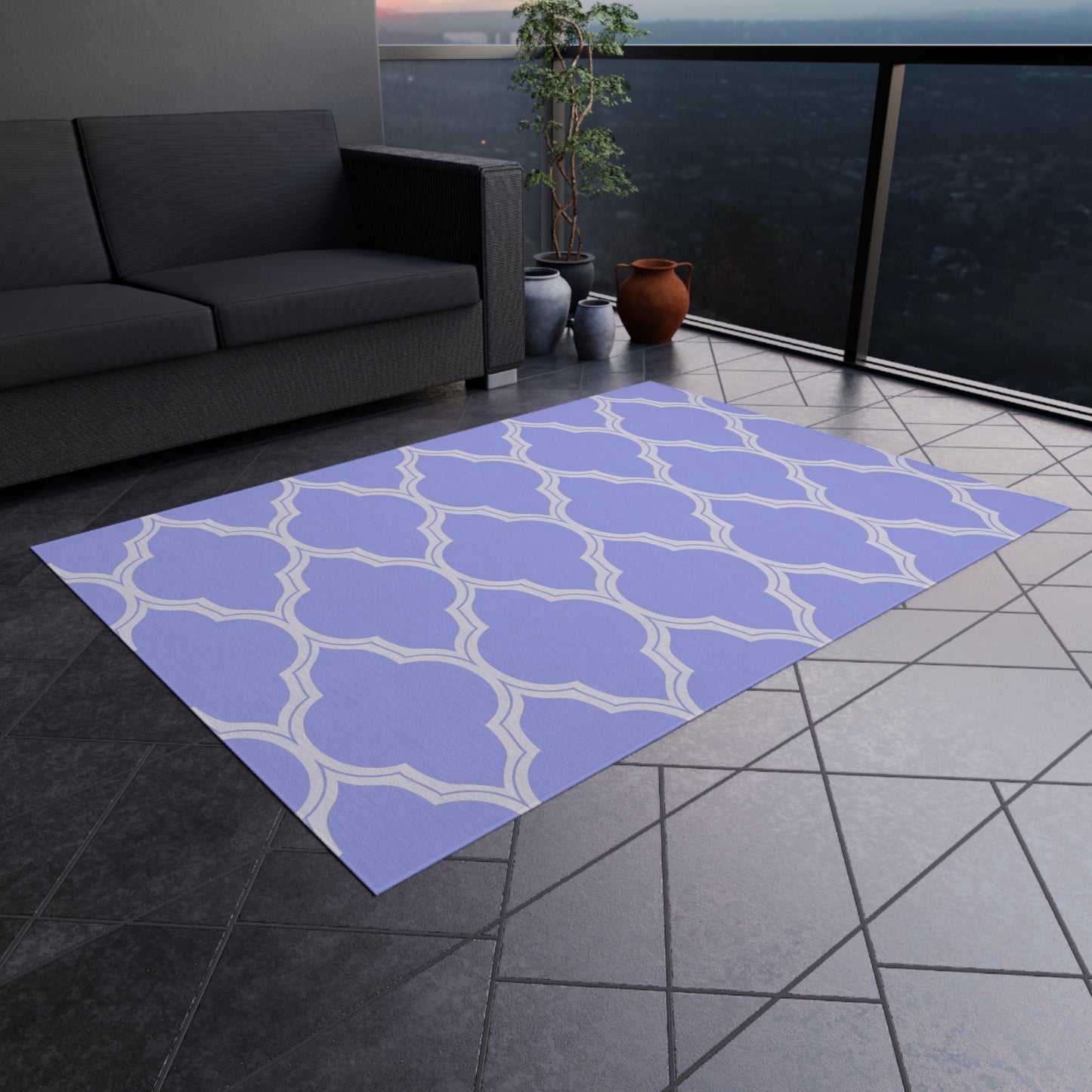 Lavender Moroccan Trellis Outdoor/Indoor Rug | Patio Mat